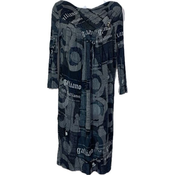 Galliano Vintage Newsprint Newspaper Gazette Newsprint Dress Size 28/42/M US - Picture 1 of 13